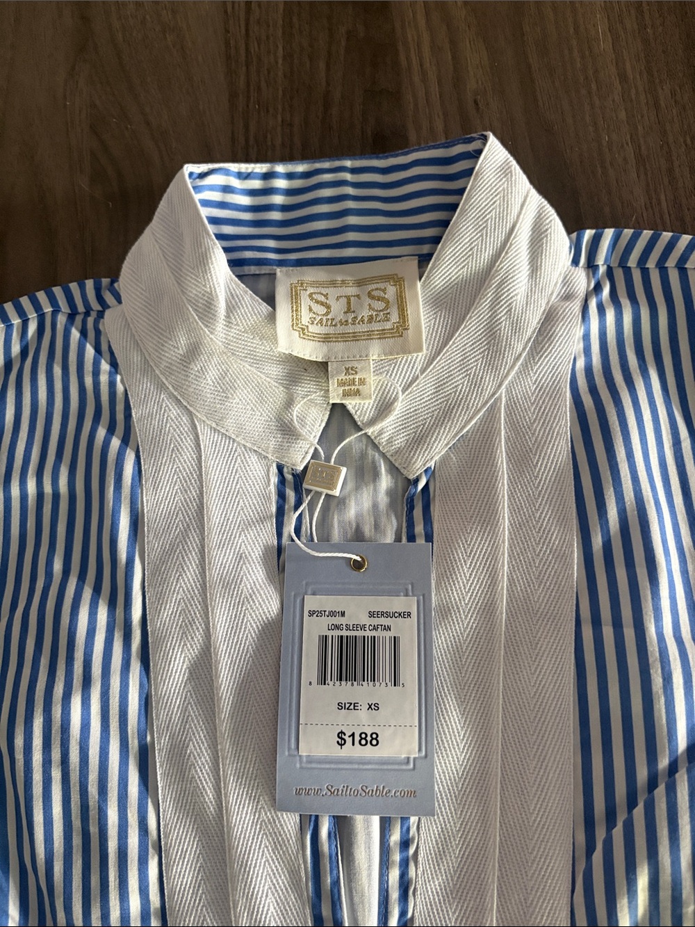 Sail to Sable Blue and White Striped 100% Cotton Caftan
